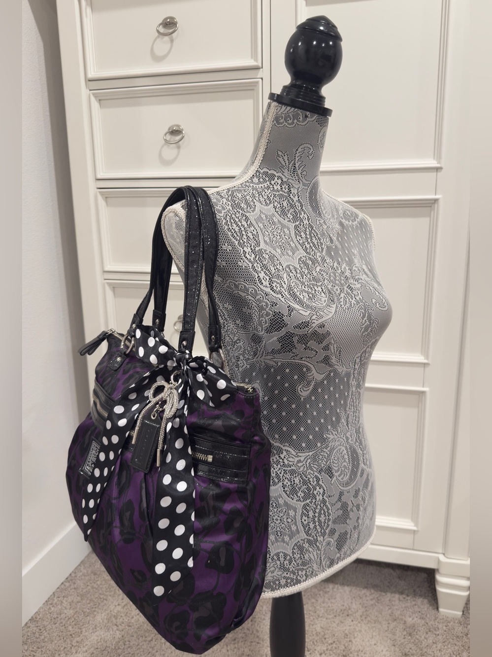 💜 Coach Poppy Ocelot Glam Leopard Print Tote Bag - Picture 5 of 16